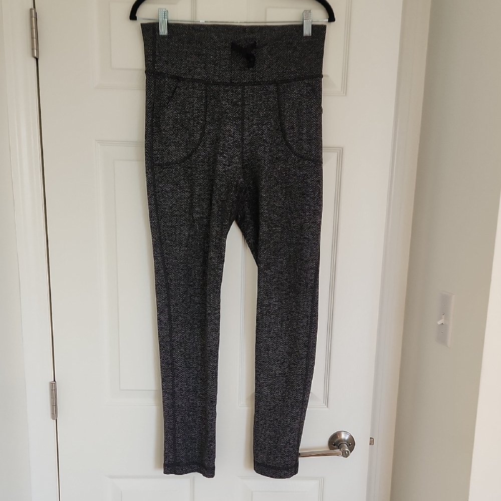 Lululemon Skinny Will Pant Size 10 Giant Herringbone Black Heathered Black